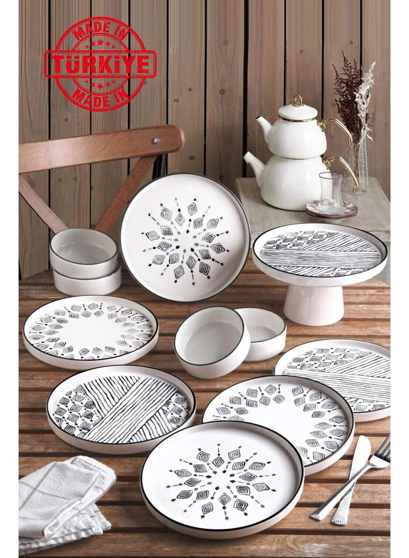 Kitchen Life Etnik 11-Piece 6-Person Serving Breakfast Set with Stand Multicolor 19/10.5/19 cm – Made in Turkey - Image 1